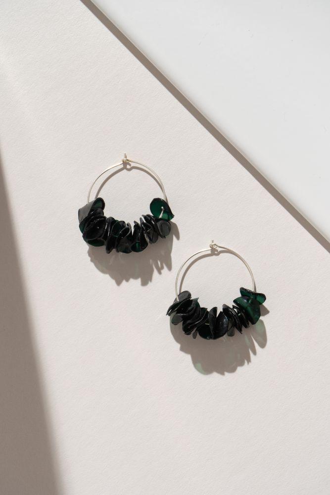Alice Dark Green Hoop Earringscategory_Accessories from Giulia Letzi + META Jewelry - SHOPELEOS