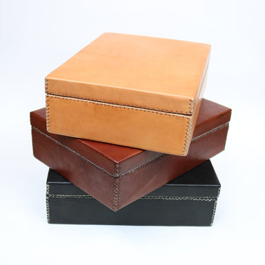 Amanecer | Tan Leather Boxcategory_Decor from Bati - SHOPELEOS