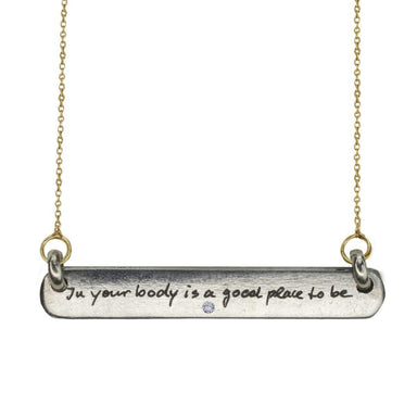 IN YOUR BODY IS A GOOD PLACE TO BE - DIAMOND BAR TAG NECKLACEcategory_Accessories from ARTICLE22 - SHOPELEOS