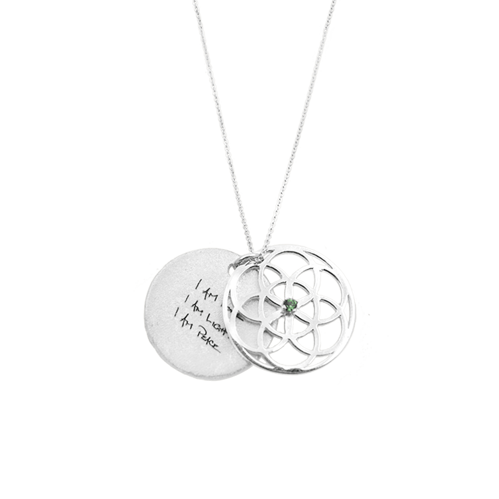 SEED OF LIFE NECKLACE SILVER + GREEN ERINITE SWAROVSKI CRYSTALcategory_Accessories from ARTICLE22 - SHOPELEOS