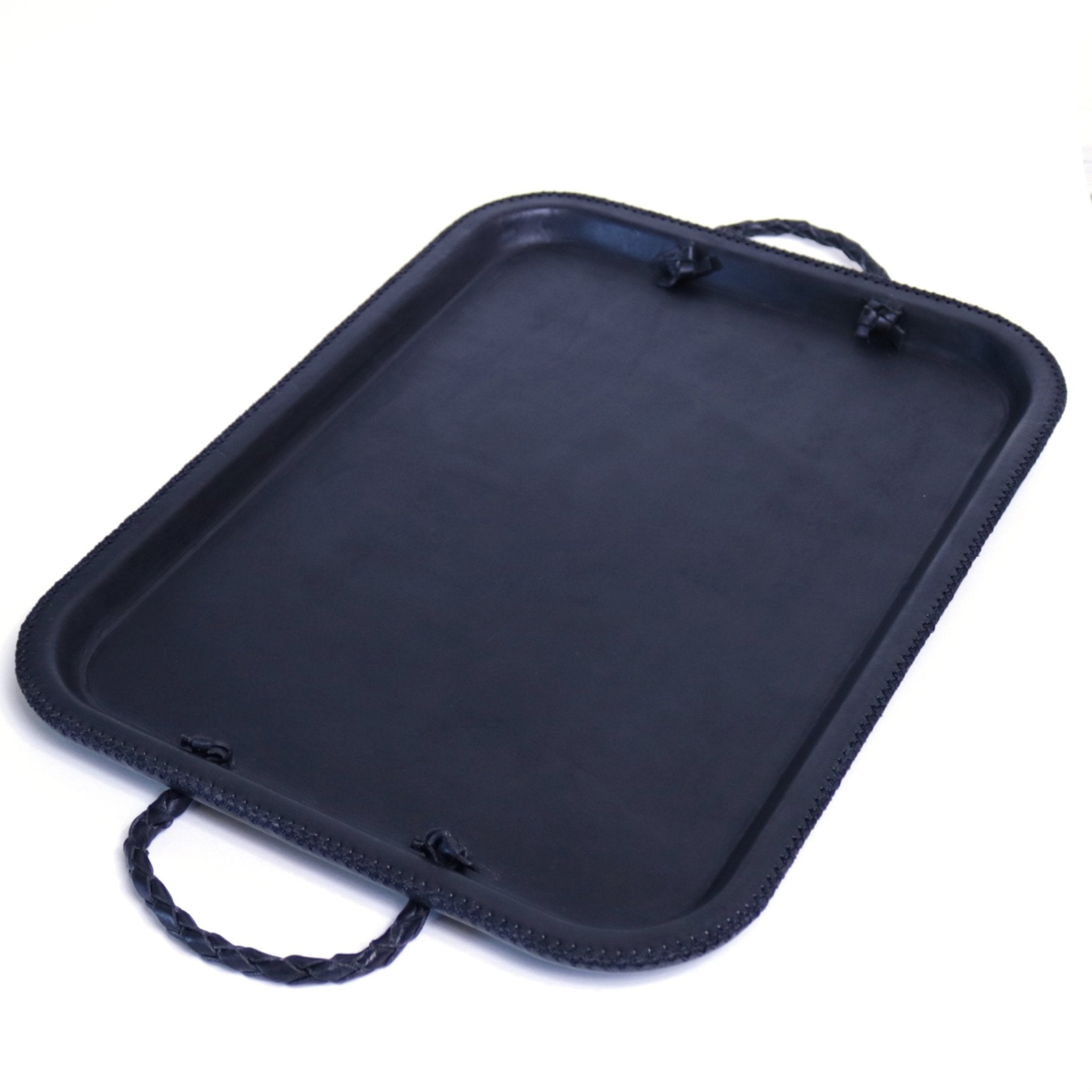 Hermana | Leather Serving Tray with Braided Handlescategory_Kitchen & Dining from Bati - SHOPELEOS