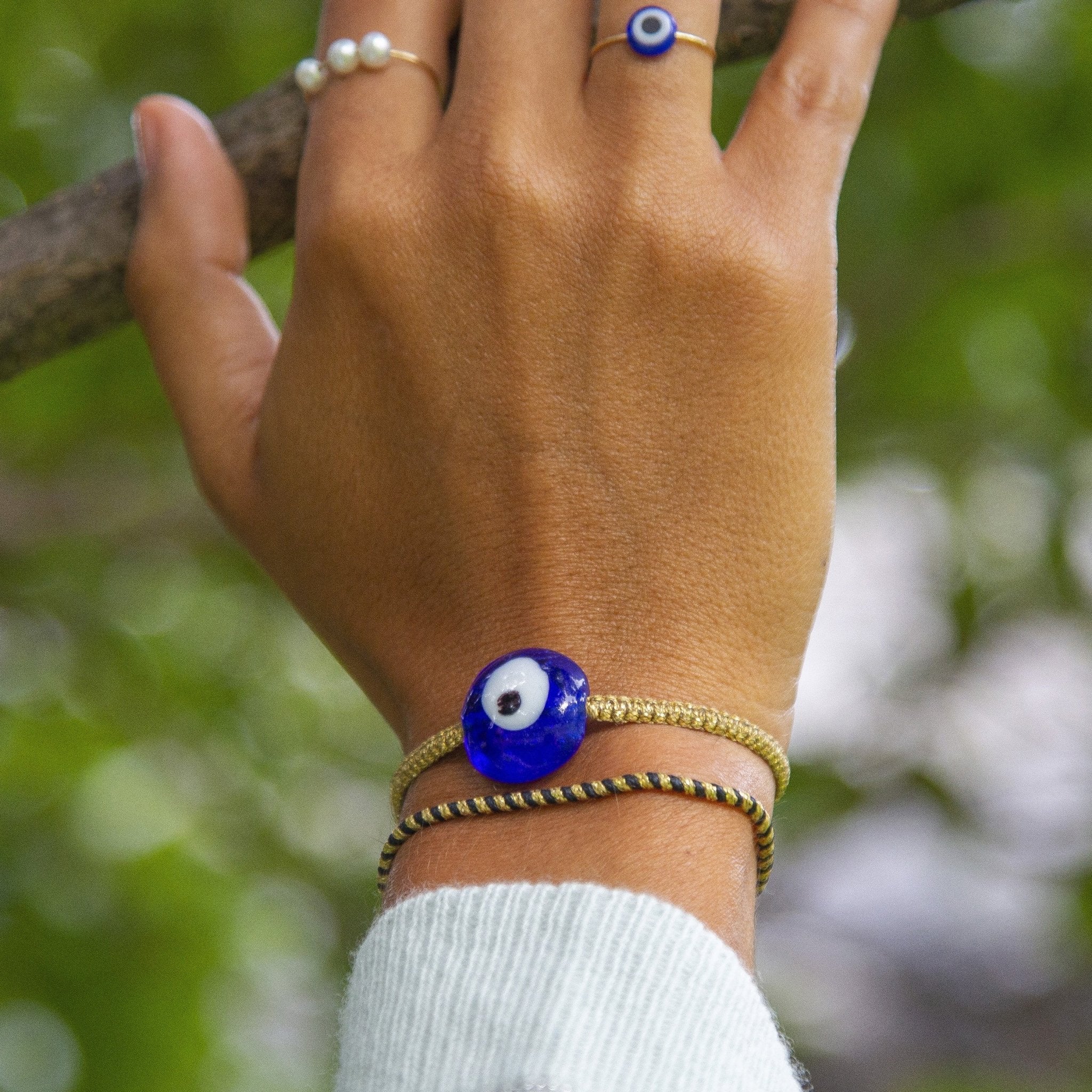 Blue Ceramic Evil Eye Braceletcategory_Accessories from OIYA - SHOPELEOS