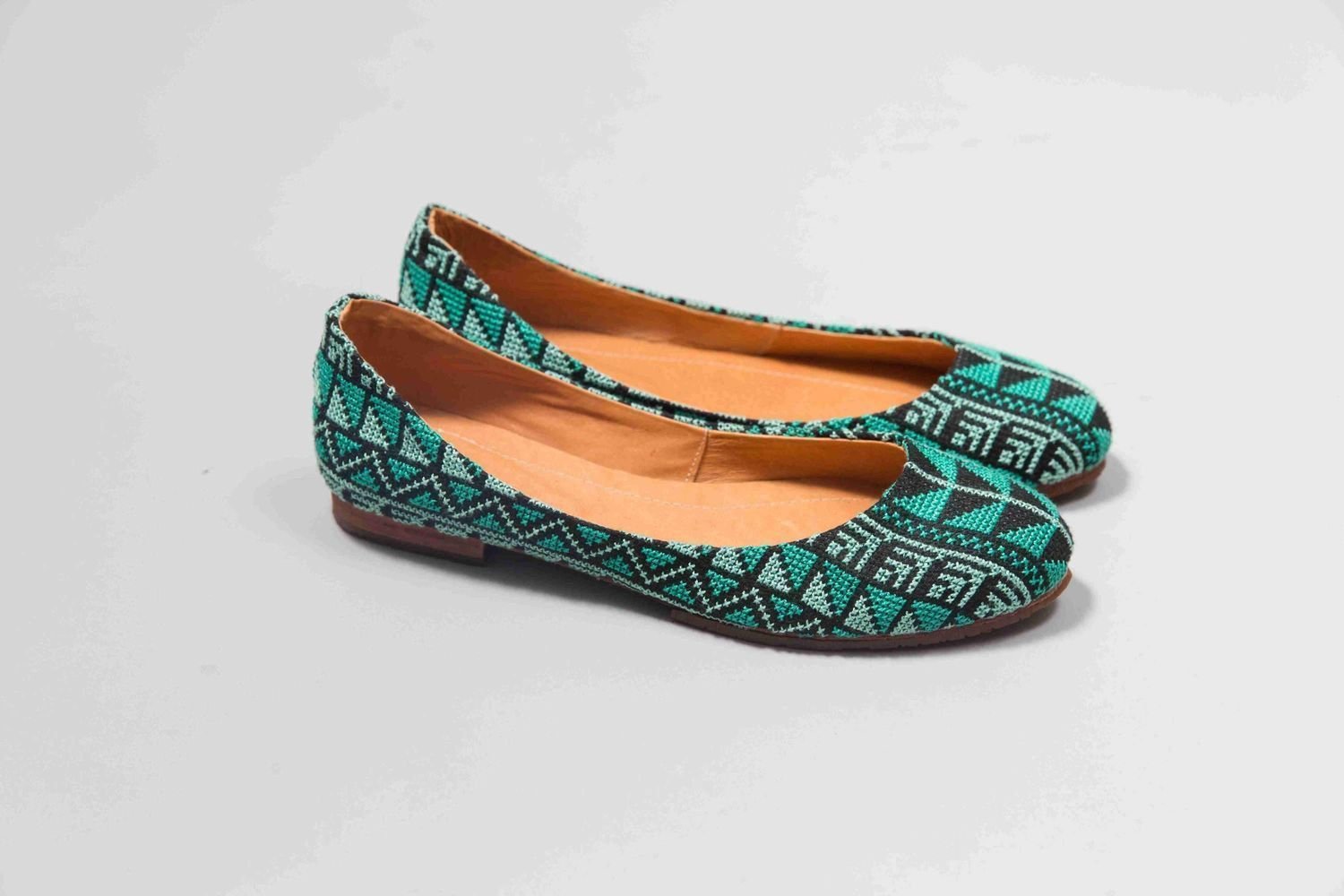 The Tatreez Flat - TealCategory_Women Shoes from Darzah - SHOPELEOS