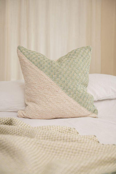 Diagonal Basic Feijoa Green + Cream Pillowcategory_Décor from Zuahaza - SHOPELEOS