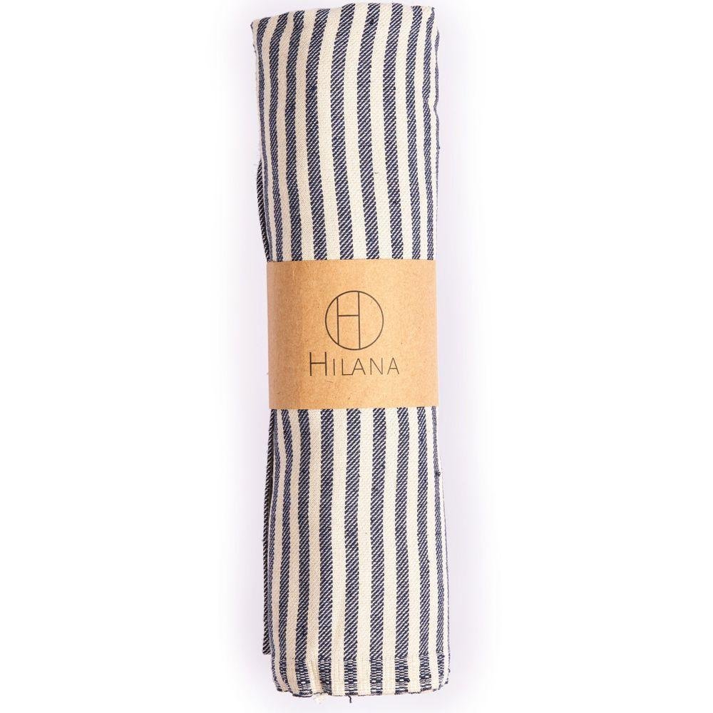 Fethiye Striped Towel - Navy Bluecategory_Bedding & Bath from HILANA: Upcycled Cotton - SHOPELEOS