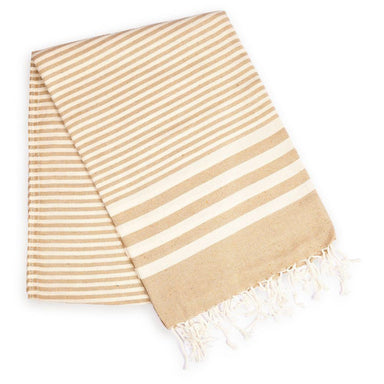 Fethiye Striped Turkish Towel - Beigecategory_Bedding & Bath from HILANA: Upcycled Cotton - SHOPELEOS
