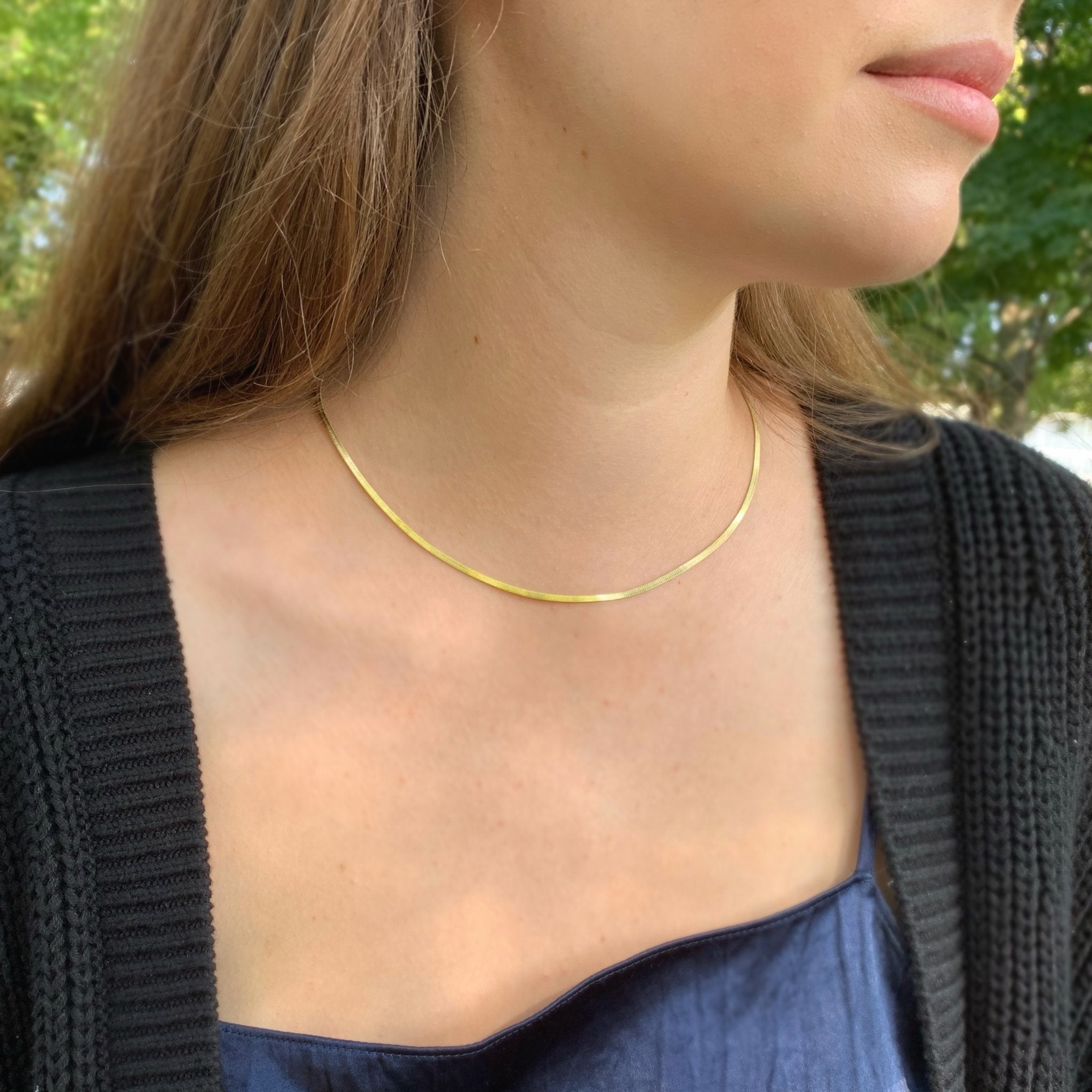 Gold Herringbone Necklacecategory_Accessories from Kind Karma Company - SHOPELEOS