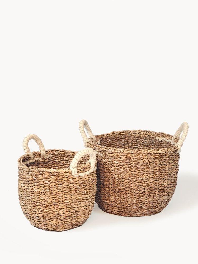 Savar Basket with White Handle (Set of 2)category_Décor from KORISSA - SHOPELEOS