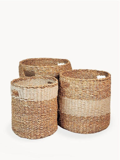 Savar Hamper Basket with Handle - Natural (Set of 3)category_Décor from KORISSA - SHOPELEOS