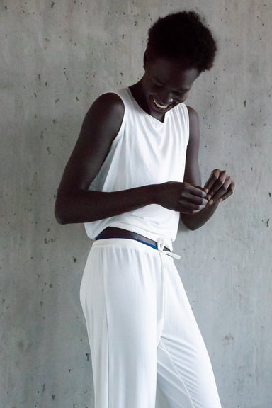 Bamboo Pajama Set (pants+ tie-back tank) in Ivorycategory_Womens Clothing from MADI - SHOPELEOS