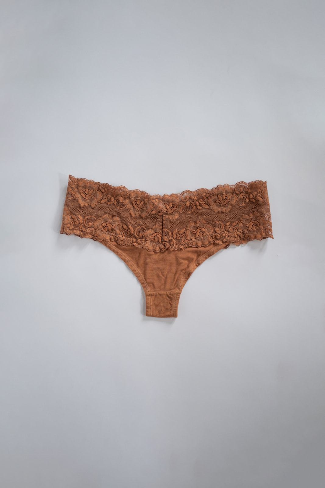 Lace Brazilian Panty in Hand Dyed Terra CottaWomen's Underwear from MADI - SHOPELEOS