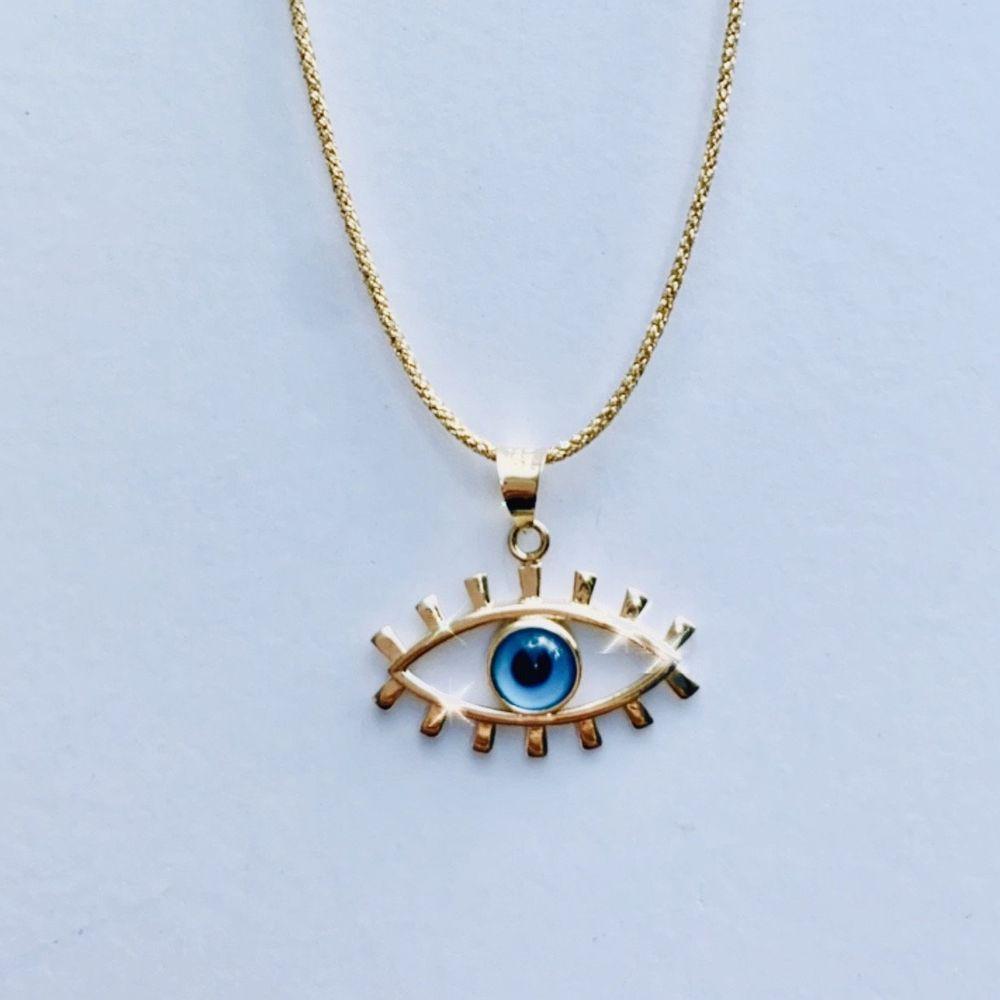 Evil Eye Solid Gold Necklace from OIYA - SHOPELEOS