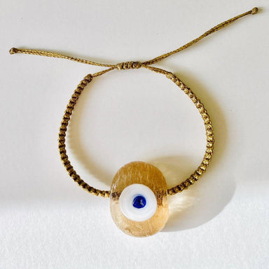 Large Caramel Glass Evil Eye Bracelet from OIYA - SHOPELEOS