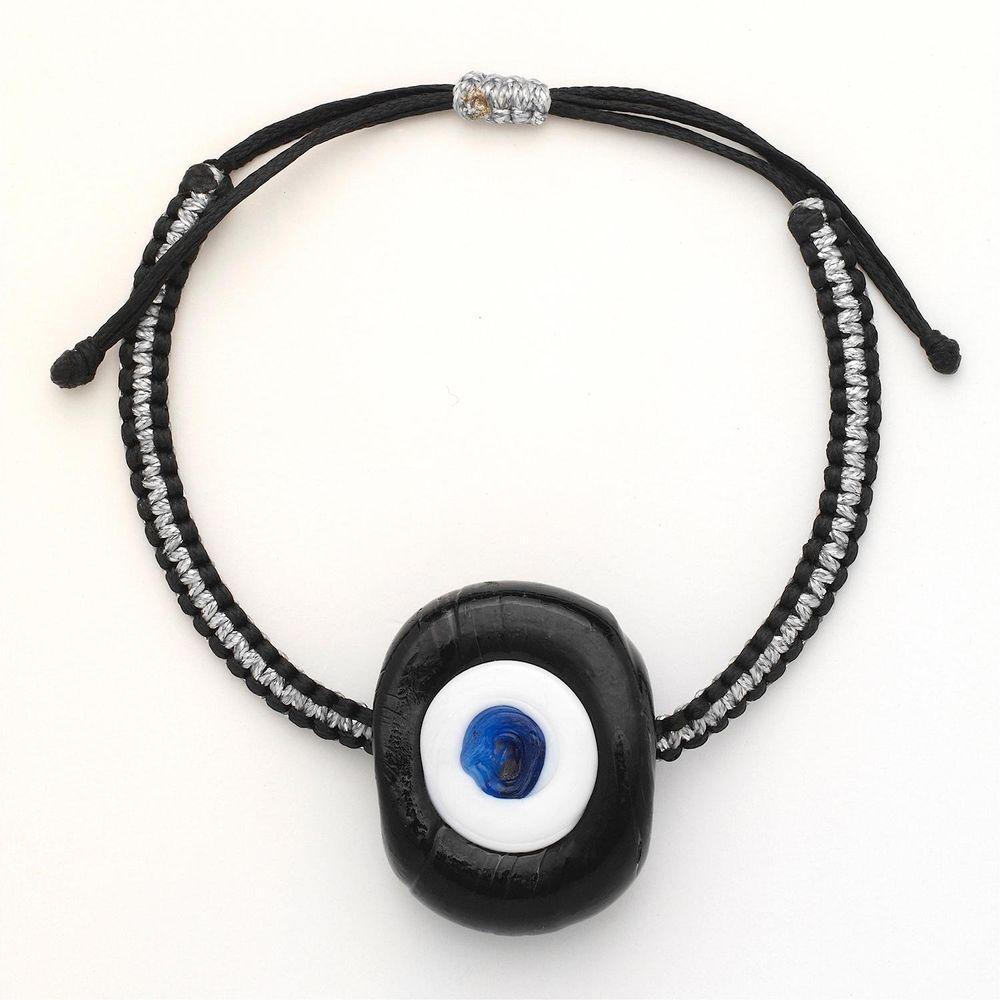 Liquorice Glass Evil Eye Bracelet from OIYA - SHOPELEOS