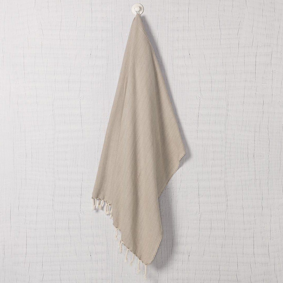 Sand Herringbone Turkish Towelcategory_Bedding & Bath from SLATE + SALT - SHOPELEOS