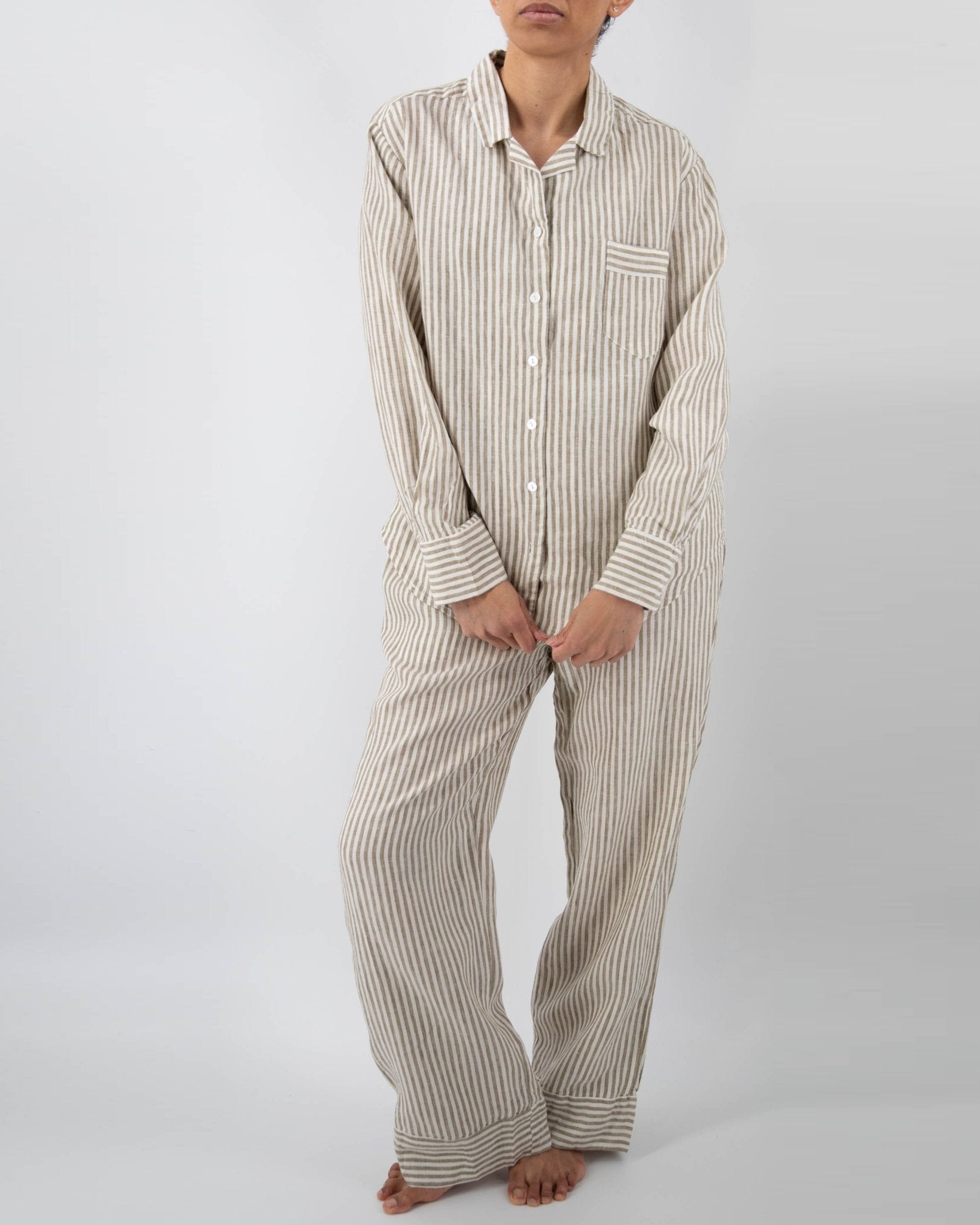 Naya striped linen pajama setcategory_Womens Clothing from SUNDAY MORNING - SHOPELEOS