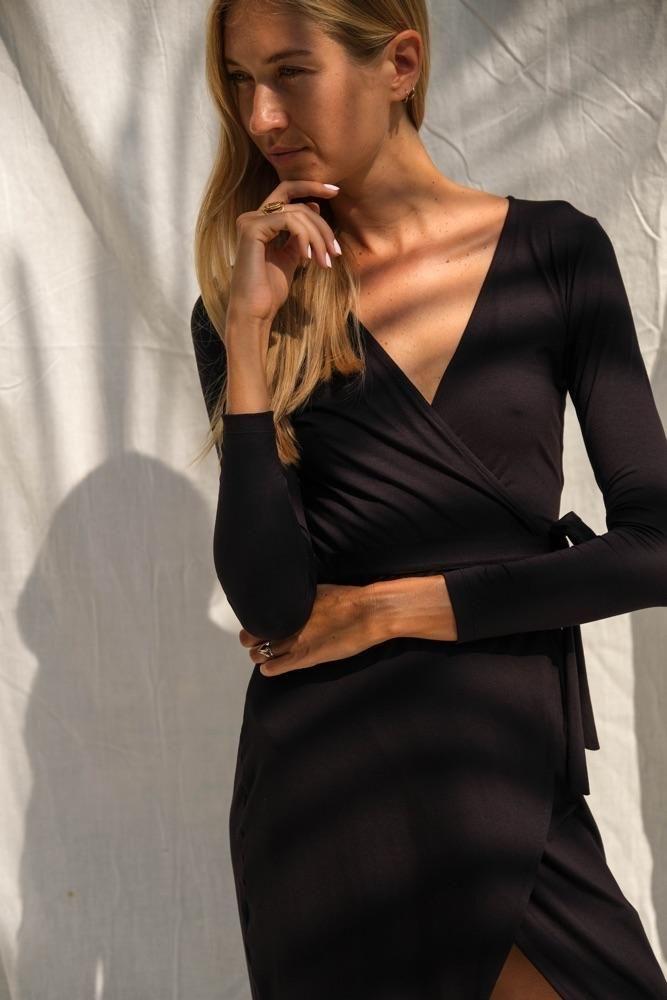 Farrah Wrap Dress (Midnight)category_Womens Clothing from THIS IS A LOVE SONG - SHOPELEOS